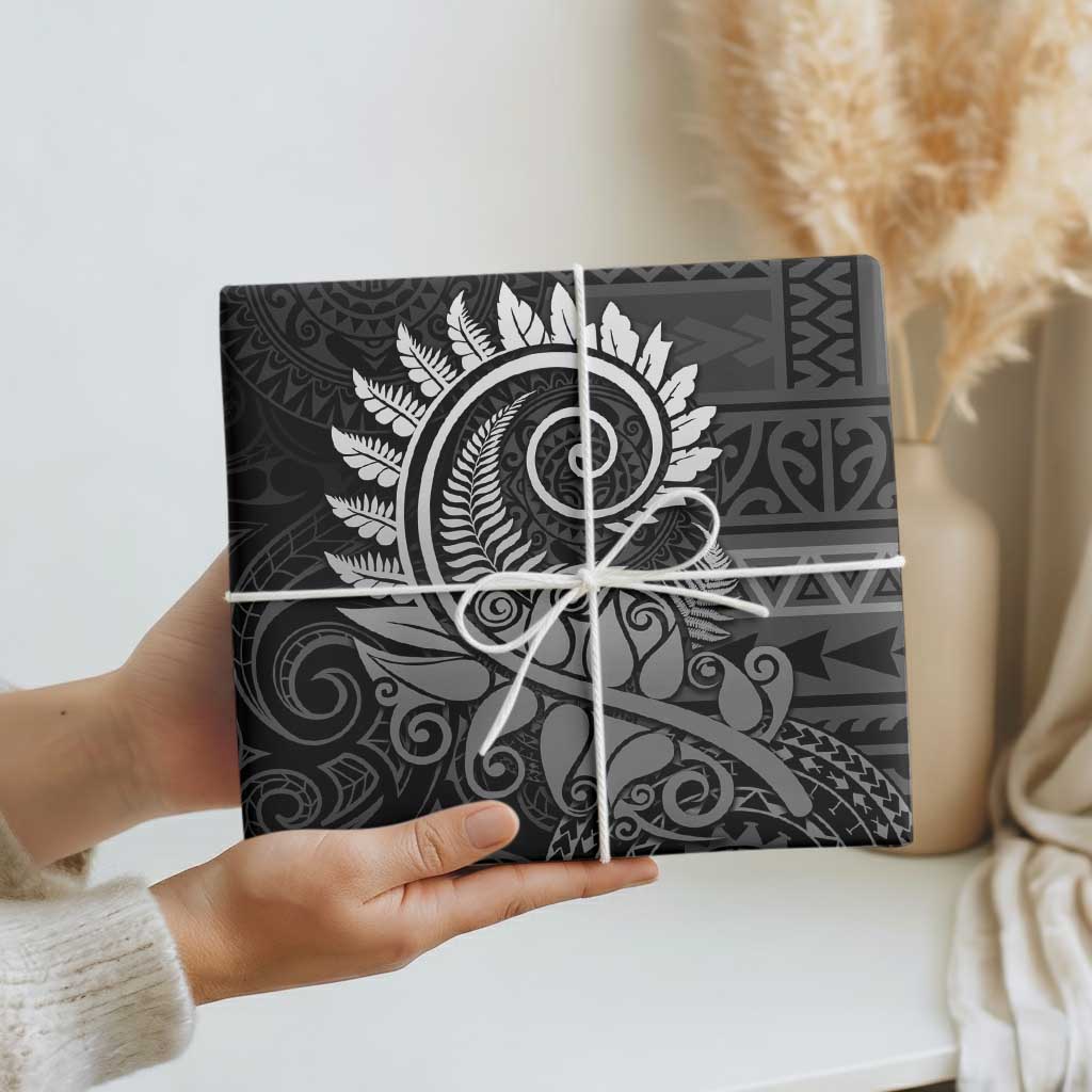 New Zealand Maori Koru Fern Wrapping Paper Spiral Polynesian Style Gray - Polynesian Pride