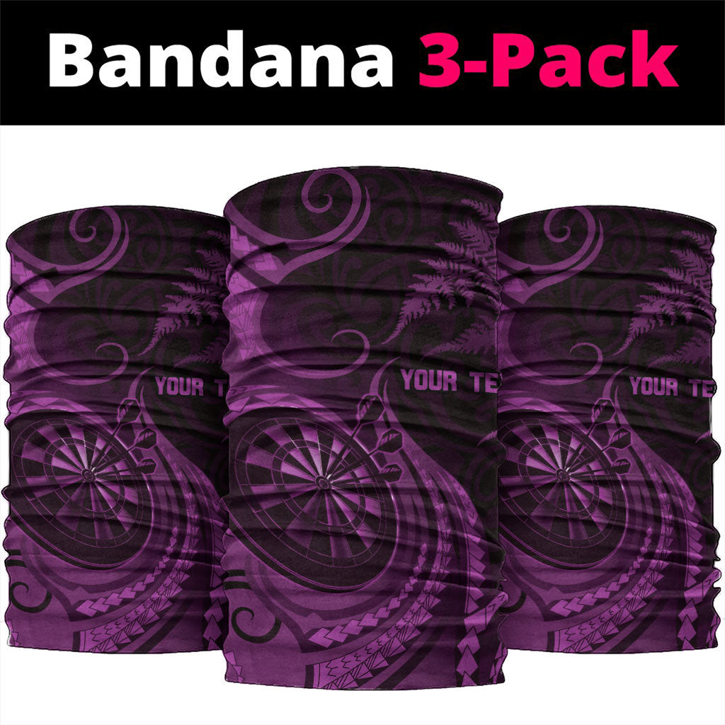 Personalised New Zealand Purple Darts Neck Gaiter Maori Fern Curve Style