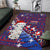 New Zealand Christmas Area Rug Haka Fern Santa Tiki Meri Kirihimete LT05 Blue - Polynesian Pride