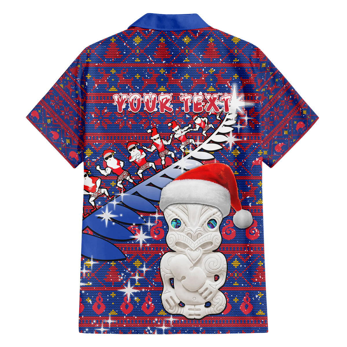 Personalized New Zealand Christmas Family Matching Off Shoulder Short Dress and Hawaiian Shirt Haka Fern Santa Tiki Meri Kirihimete LT05 - Polynesian Pride