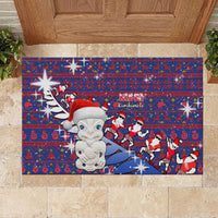 New Zealand Christmas Rubber Doormat Haka Fern Santa Tiki Meri Kirihimete LT05 - Polynesian Pride