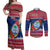 Guam Christmas Couples Matching Off Shoulder Maxi Dress and Long Sleeve Button Shirts Guaman Seal Poinsettia Felis Pasgua LT05 Red - Polynesian Pride