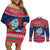 Guam Christmas Couples Matching Off Shoulder Short Dress and Long Sleeve Button Shirts Guaman Seal Poinsettia Felis Pasgua LT05 Red - Polynesian Pride