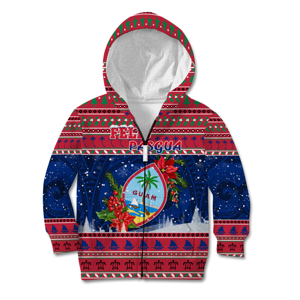 Guam Christmas Kid Hoodie Guaman Seal Poinsettia Felis Pasgua LT05 - Polynesian Pride