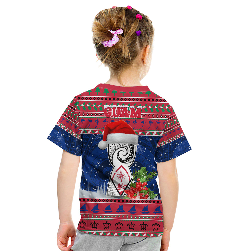 Guam Christmas Kid T Shirt Guaman Seal Poinsettia Felis Pasgua LT05 - Polynesian Pride