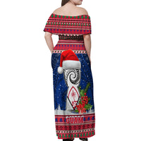 Guam Christmas Off Shoulder Maxi Dress Guaman Seal Poinsettia Felis Pasgua LT05 - Polynesian Pride