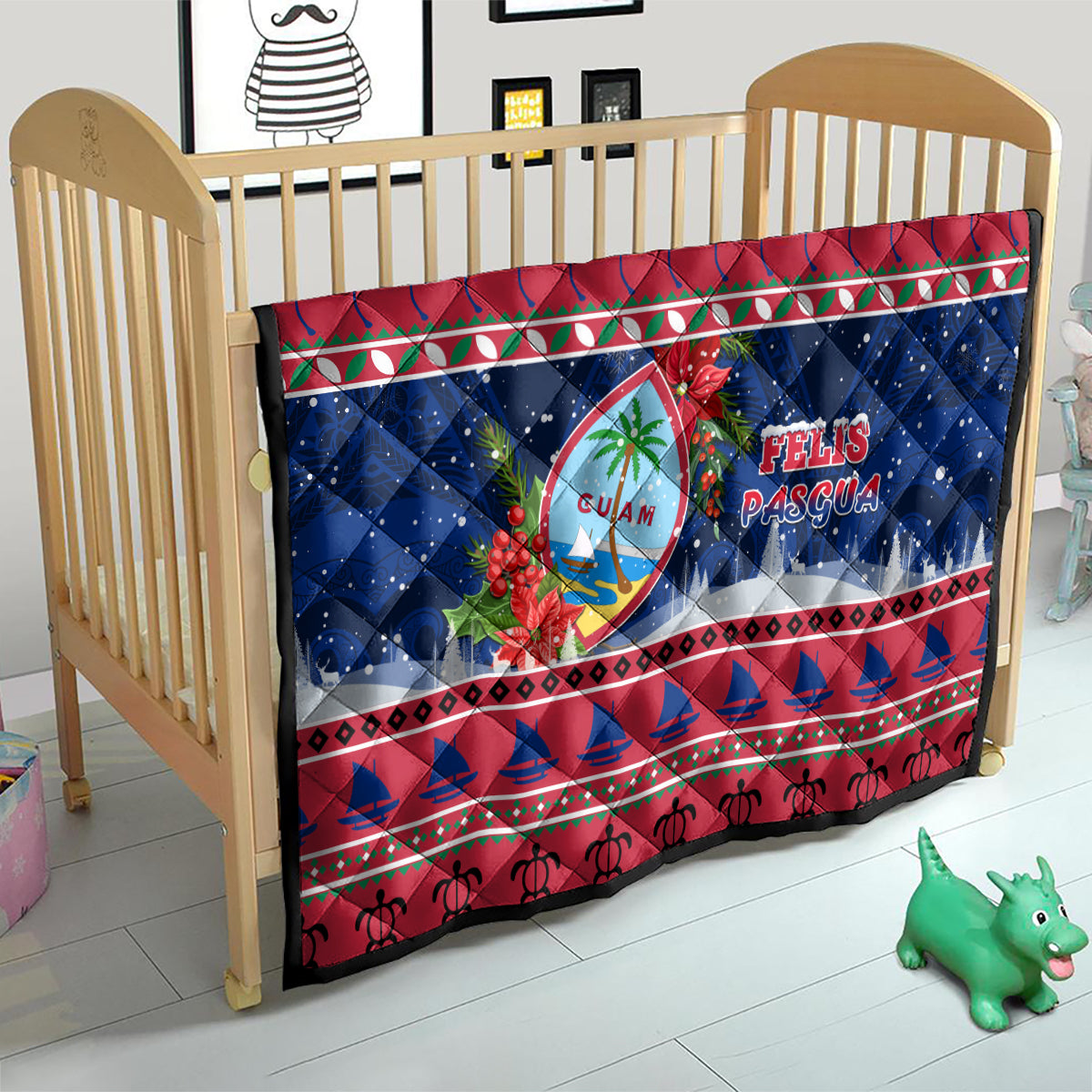 Guam Christmas Quilt Guaman Seal Poinsettia Felis Pasgua LT05 - Polynesian Pride