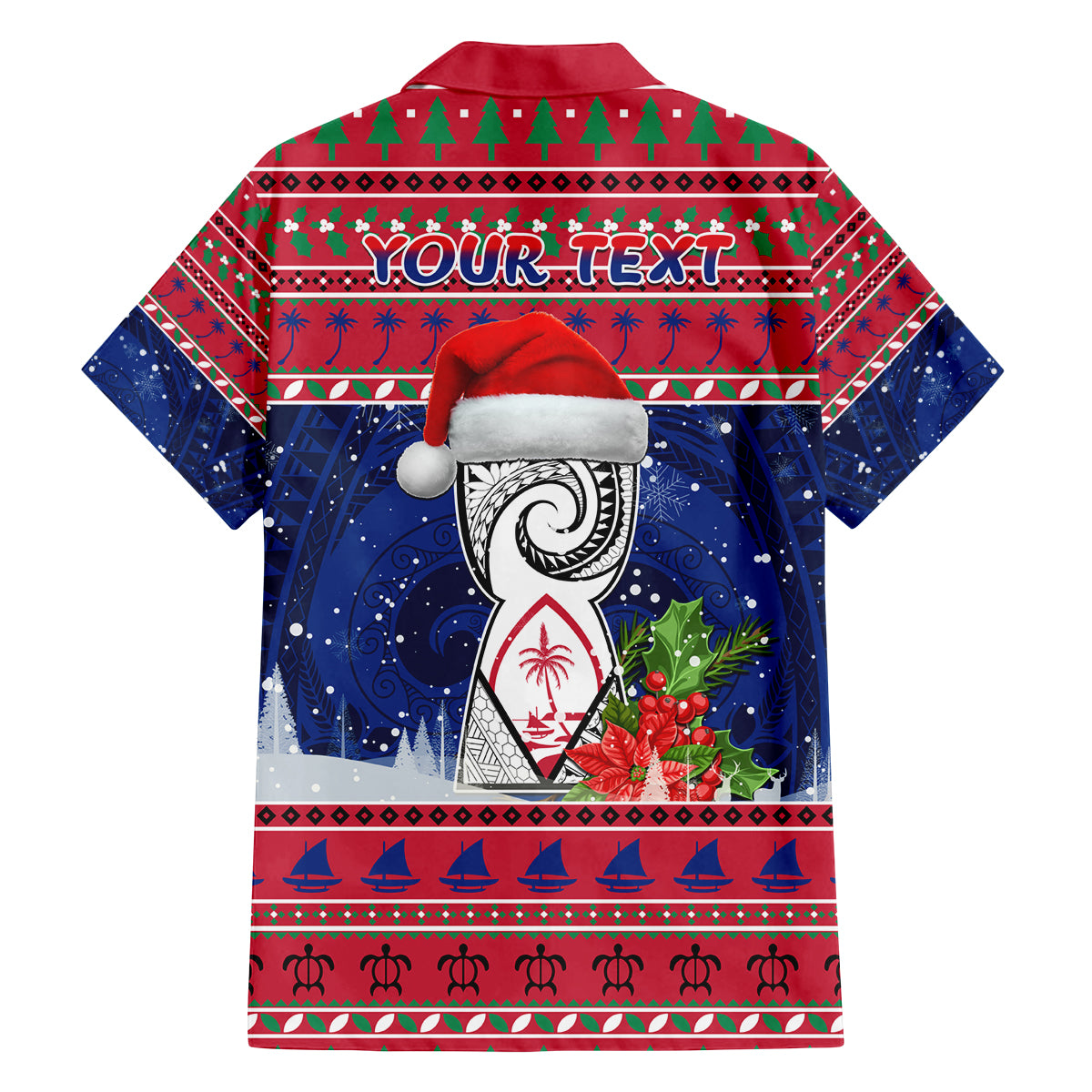 Personalized Guam Christmas Family Matching Puletasi Dress and Hawaiian Shirt Guaman Seal Poinsettia Felis Pasgua LT05 - Polynesian Pride