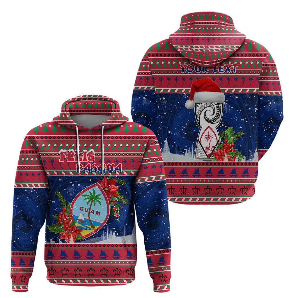 Personalized Guam Christmas Hoodie Guaman Seal Poinsettia Felis Pasgua LT05 - Polynesian Pride