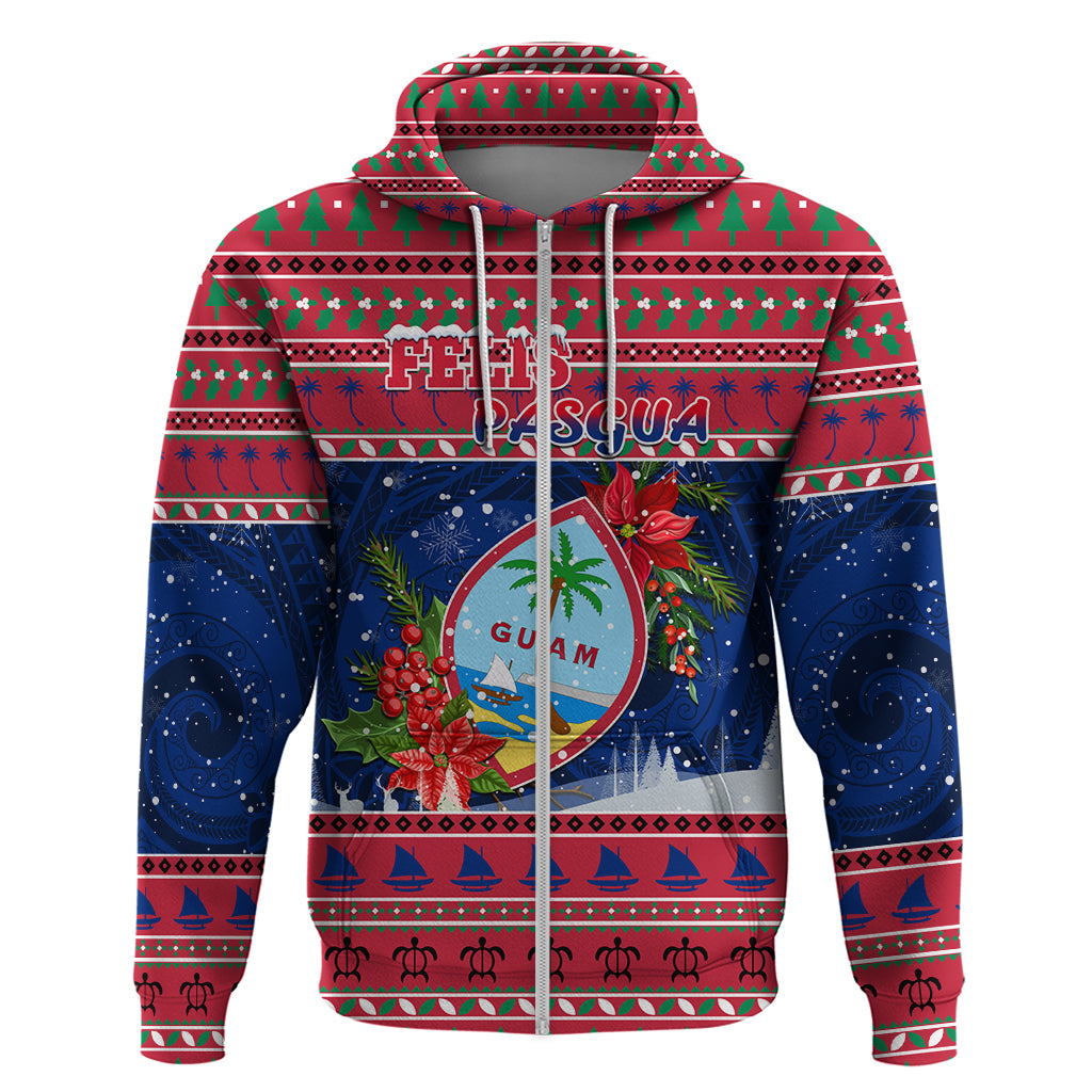 Personalized Guam Christmas Hoodie Guaman Seal Poinsettia Felis Pasgua LT05 - Polynesian Pride
