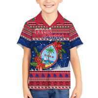 Personalized Guam Christmas Kid Hawaiian Shirt Guaman Seal Poinsettia Felis Pasgua LT05 Kid Red - Polynesian Pride