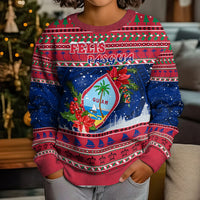 Personalised Guam Christmas Kid Ugly Christmas Sweater Guaman Seal Poinsettia Felis Pasgua LT05 - Polynesian Pride