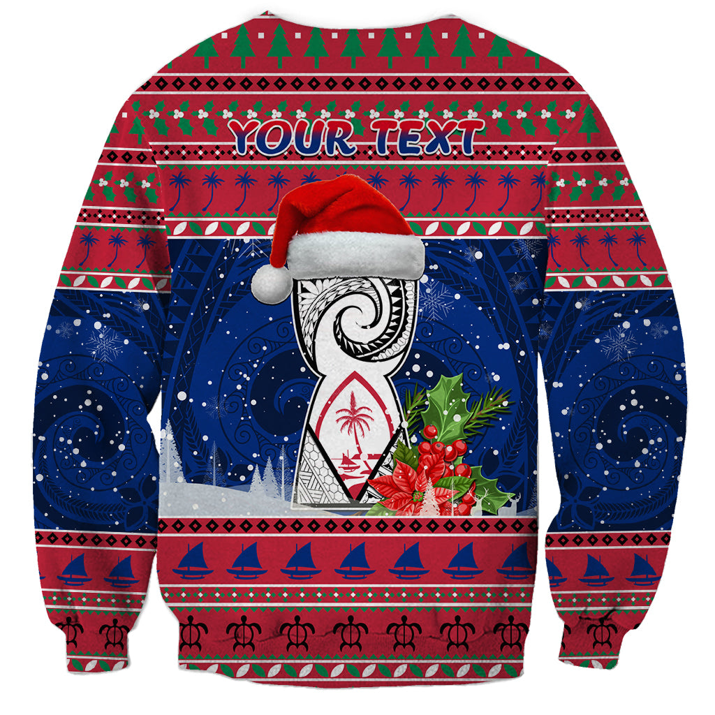 Personalized Guam Christmas Sweatshirt Guaman Seal Poinsettia Felis Pasgua LT05 - Polynesian Pride