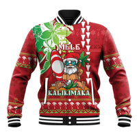 Personalised Hawaii Christmas Baseball Jacket Funny Santa Claus Surf Mele Kalikimaka LT05 Unisex Red - Polynesian Pride