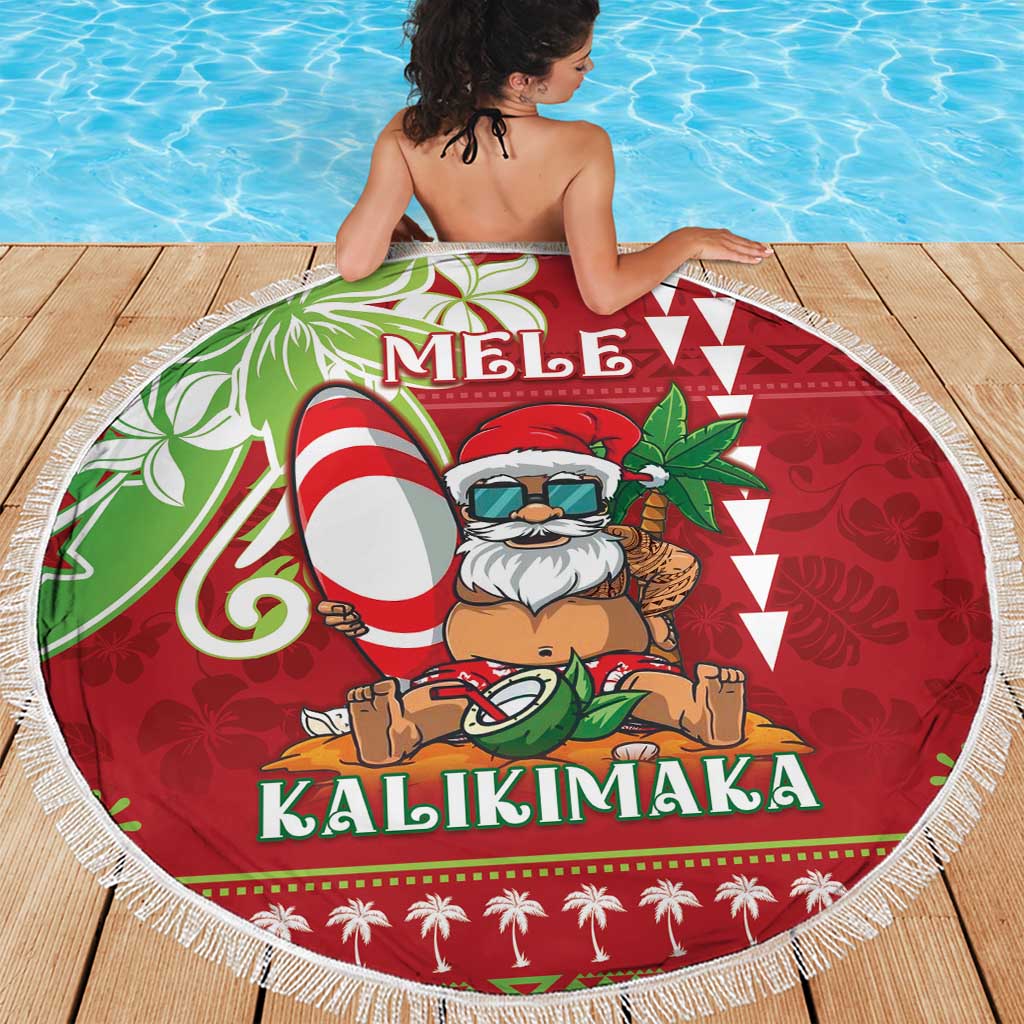 Hawaii Christmas Beach Blanket Funny Santa Claus Surf Mele Kalikimaka LT05 - Polynesian Pride