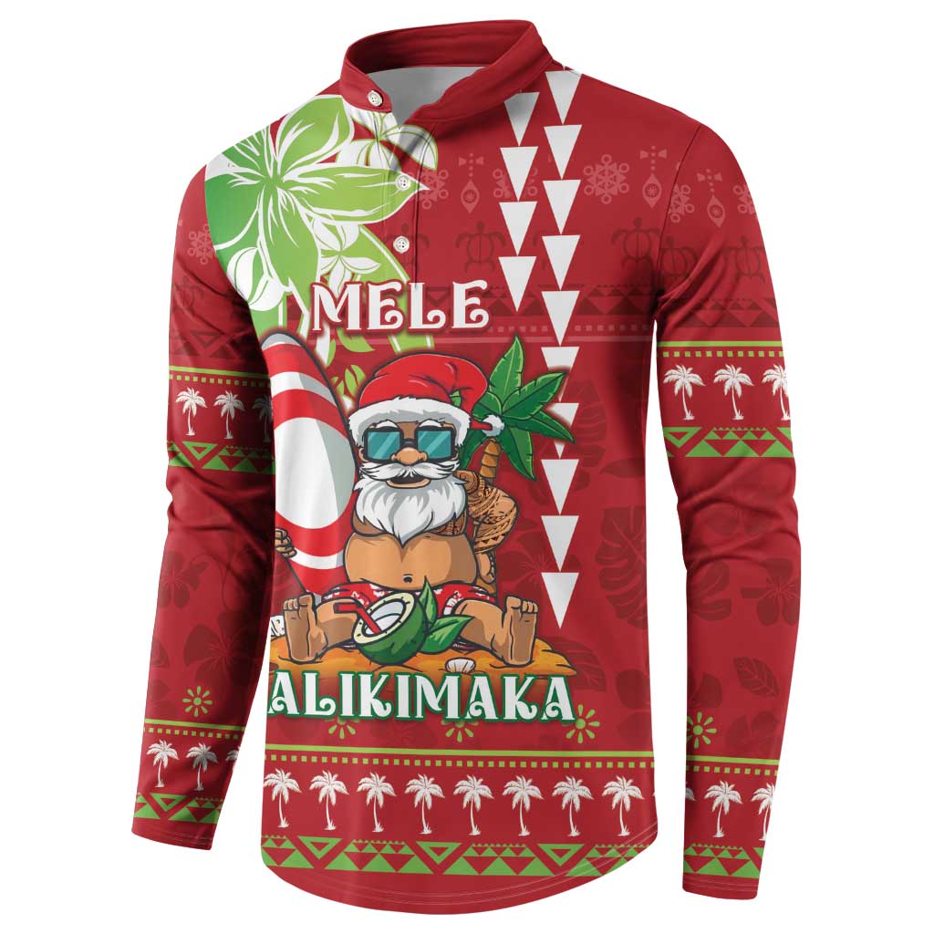 Personalised Hawaii Christmas Button Sweatshirt Funny Santa Claus Surf Mele Kalikimaka LT05 - Polynesian Pride