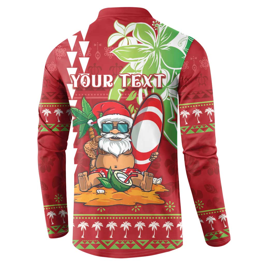 Personalised Hawaii Christmas Button Sweatshirt Funny Santa Claus Surf Mele Kalikimaka LT05 - Polynesian Pride