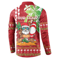 Personalised Hawaii Christmas Button Sweatshirt Funny Santa Claus Surf Mele Kalikimaka LT05 - Polynesian Pride