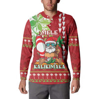 Personalised Hawaii Christmas Button Sweatshirt Funny Santa Claus Surf Mele Kalikimaka LT05 - Polynesian Pride