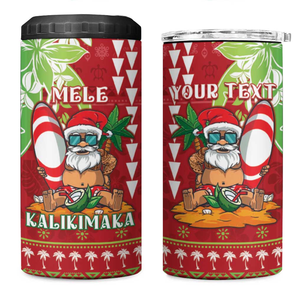 Personalised Hawaii Christmas 4 in 1 Can Cooler Tumbler Funny Santa Claus Surf Mele Kalikimaka