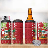 Personalised Hawaii Christmas 4 in 1 Can Cooler Tumbler Funny Santa Claus Surf Mele Kalikimaka
