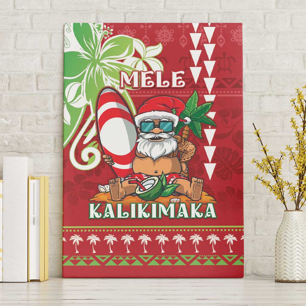 Hawaii Christmas Canvas Wall Art Funny Santa Claus Surf Mele Kalikimaka LT05 Without Frame Red - Polynesian Pride