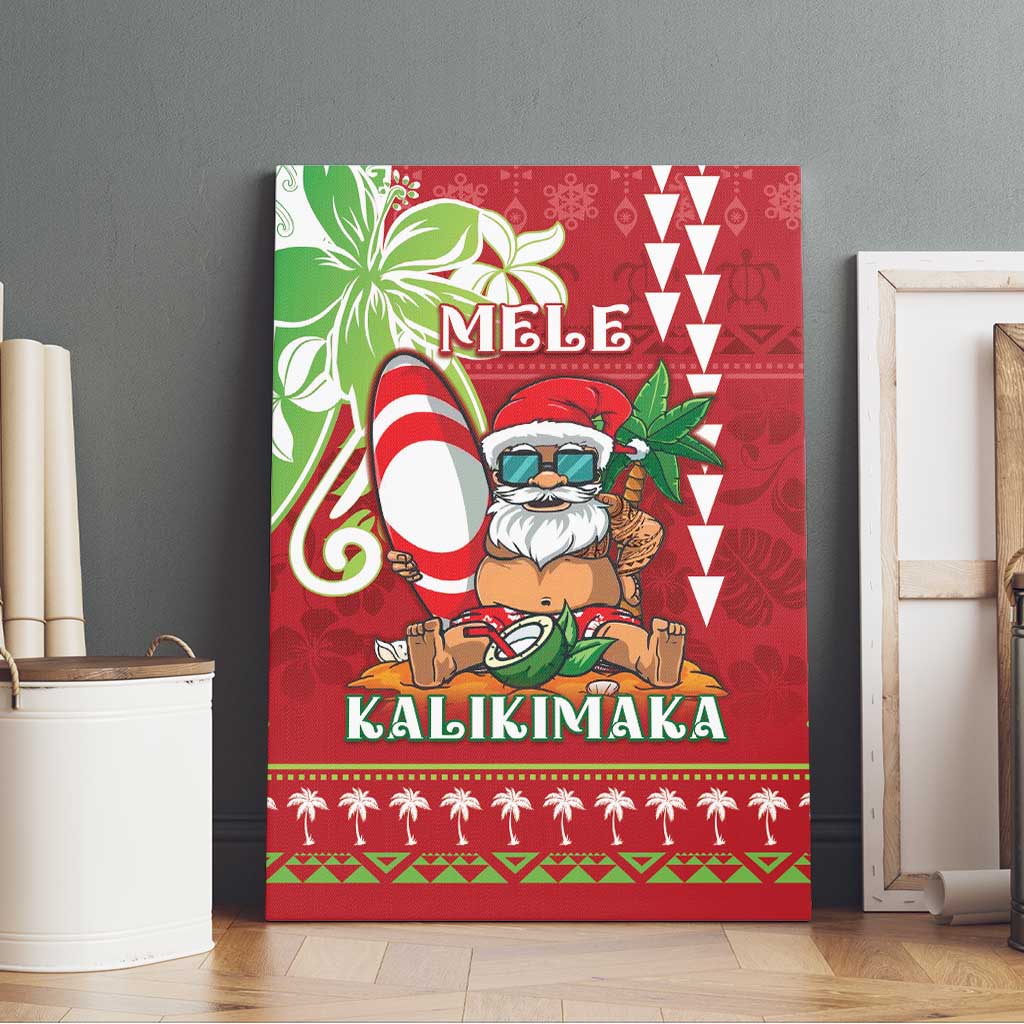 Hawaii Christmas Canvas Wall Art Funny Santa Claus Surf Mele Kalikimaka LT05 - Polynesian Pride
