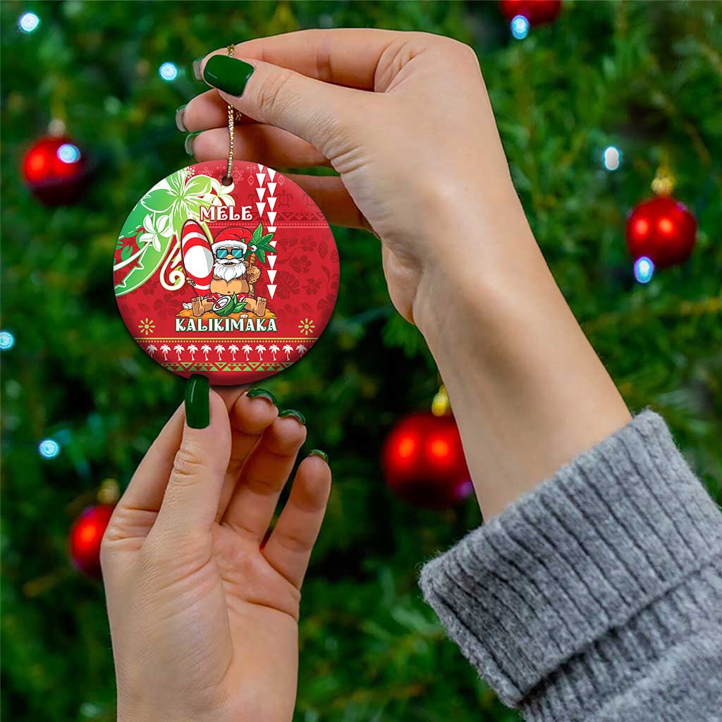 Personalised Hawaii Christmas Ceramic Ornament Funny Santa Claus Surf Mele Kalikimaka