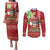Personalised Hawaii Christmas Couples Matching Puletasi and Long Sleeve Button Shirt Funny Santa Claus Surf Mele Kalikimaka