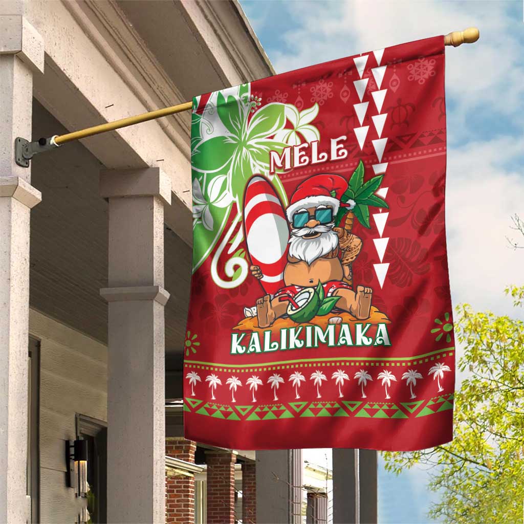 Hawaii Christmas Garden Flag Funny Santa Claus Surf Mele Kalikimaka LT05 House Flag Red - Polynesian Pride
