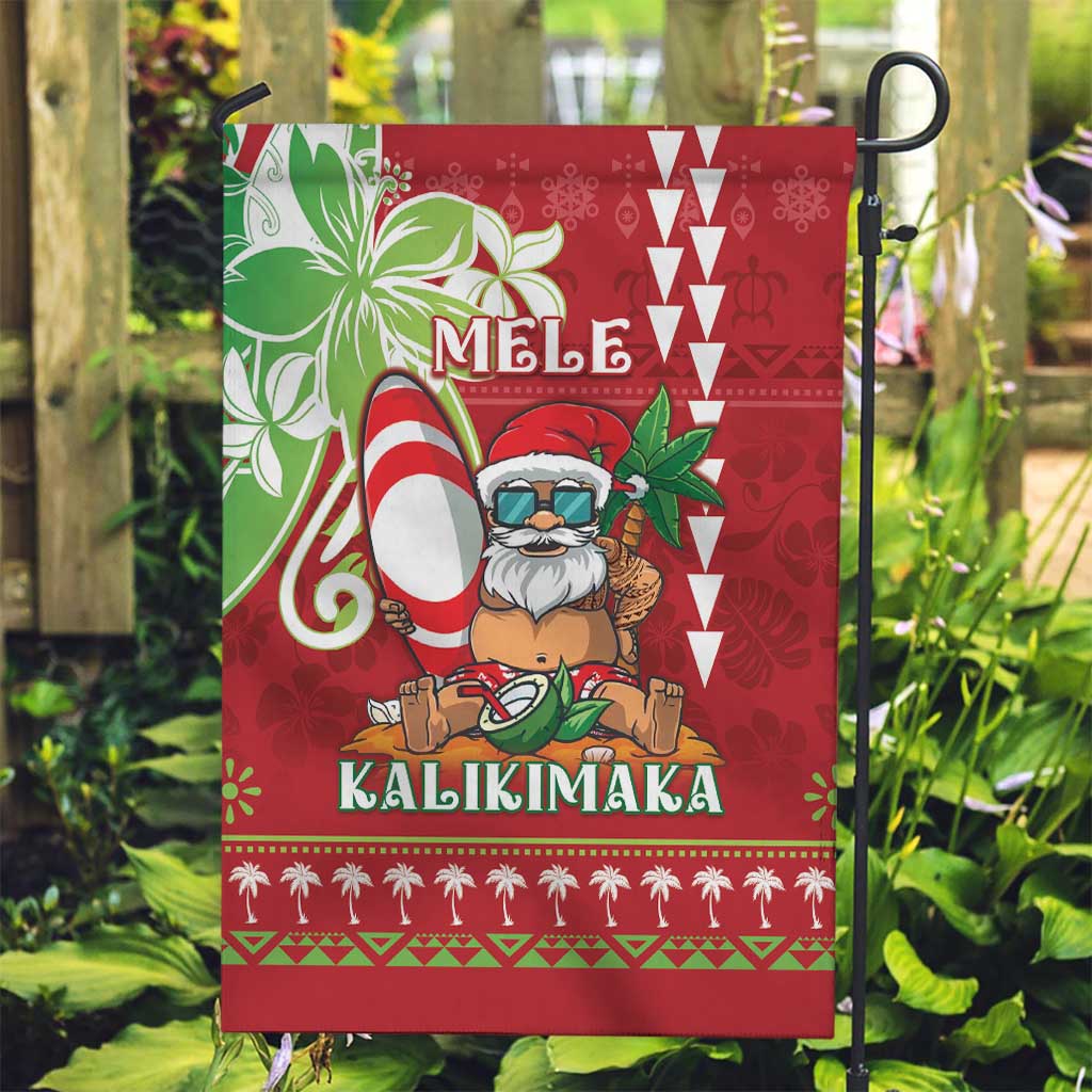 Hawaii Christmas Garden Flag Funny Santa Claus Surf Mele Kalikimaka LT05 Garden Flag Red - Polynesian Pride