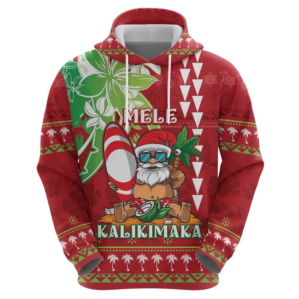 Personalised Hawaii Christmas Hoodie Funny Santa Claus Surf Mele Kalikimaka