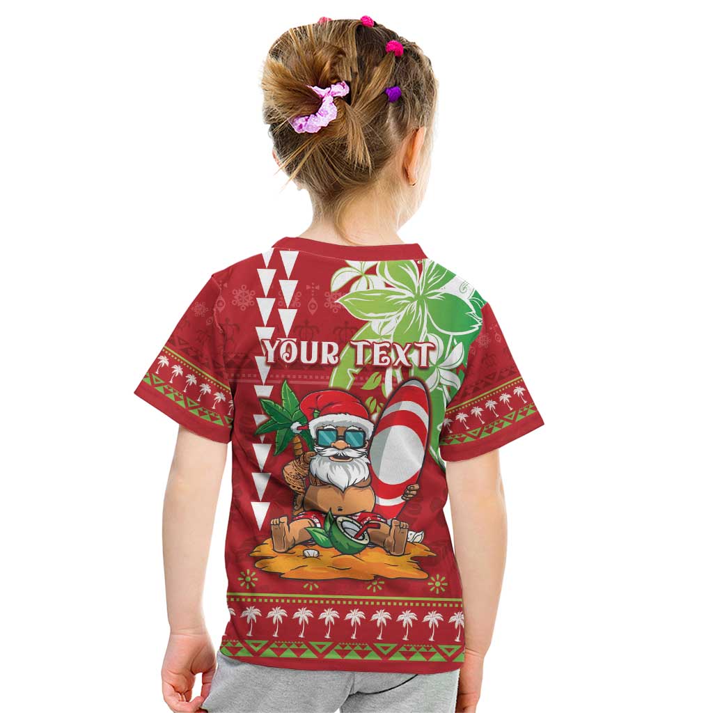 Personalised Hawaii Christmas Kid T Shirt Funny Santa Claus Surf Mele Kalikimaka