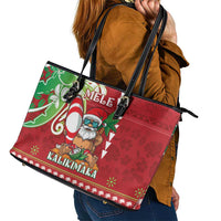 Hawaii Christmas Leather Tote Bag Funny Santa Claus Surf Mele Kalikimaka LT05 - Polynesian Pride