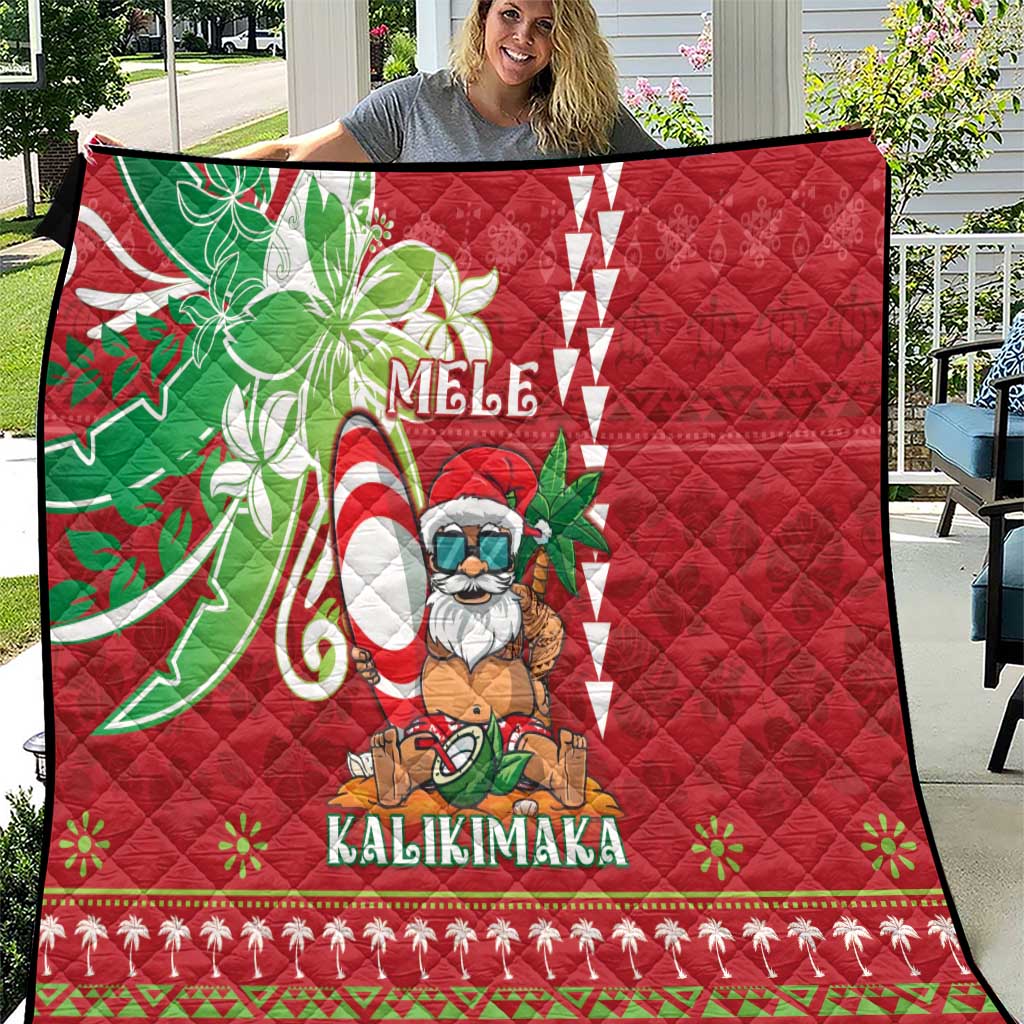 Hawaii Christmas Quilt Funny Santa Claus Surf Mele Kalikimaka