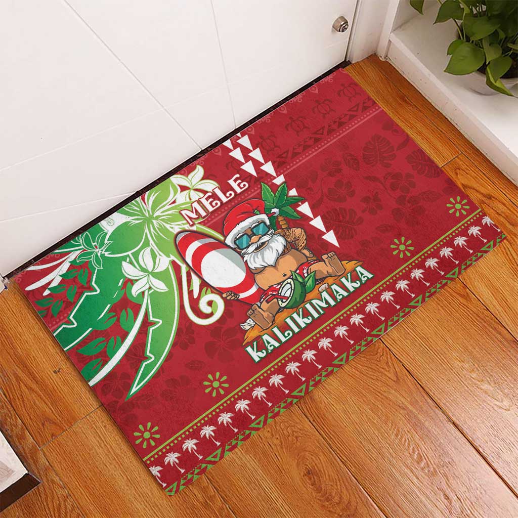 Hawaii Christmas Rubber Doormat Funny Santa Claus Surf Mele Kalikimaka LT05 - Polynesian Pride