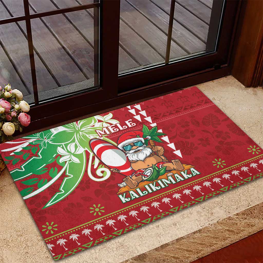 Hawaii Christmas Rubber Doormat Funny Santa Claus Surf Mele Kalikimaka LT05 - Polynesian Pride