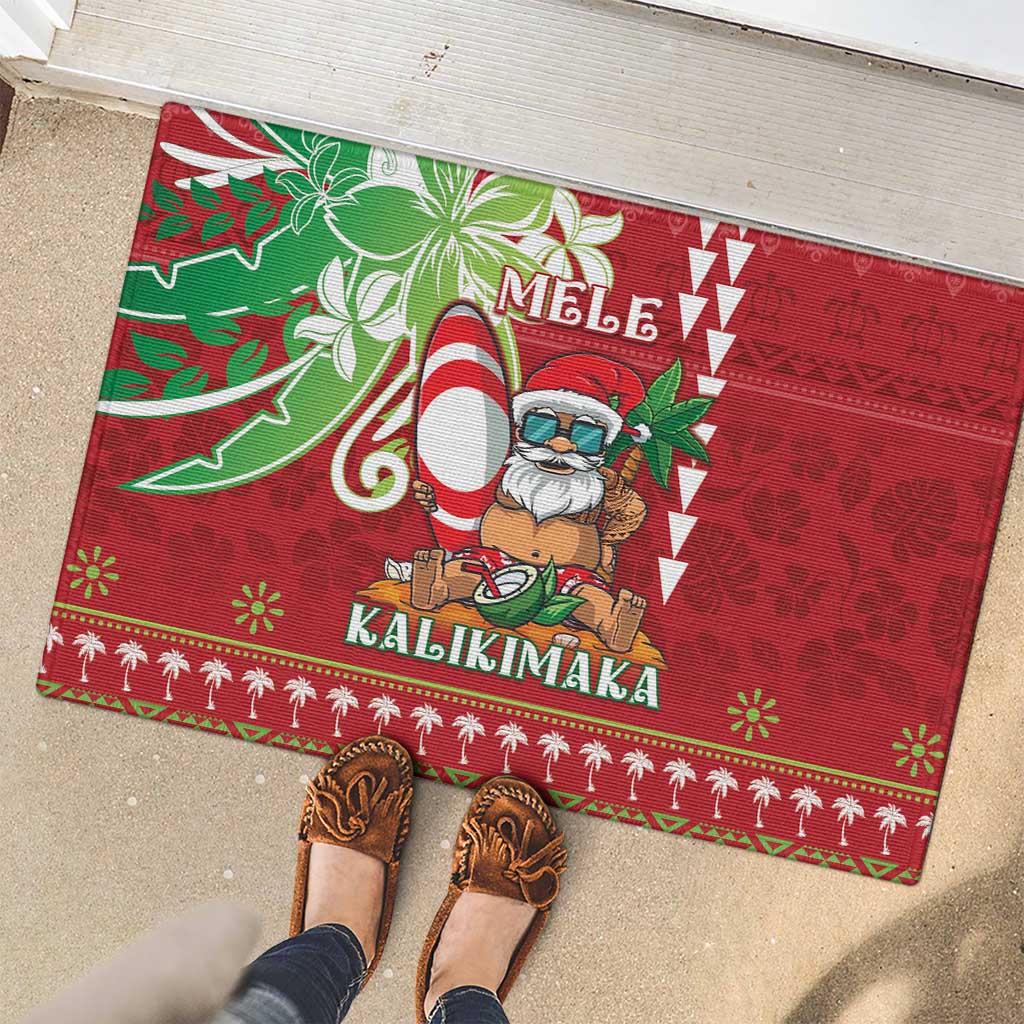 Hawaii Christmas Rubber Doormat Funny Santa Claus Surf Mele Kalikimaka LT05 - Polynesian Pride
