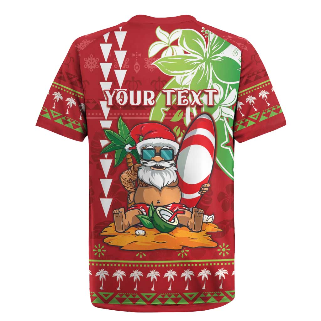 Personalised Hawaii Christmas Rugby Jersey Funny Santa Claus Surf Mele Kalikimaka