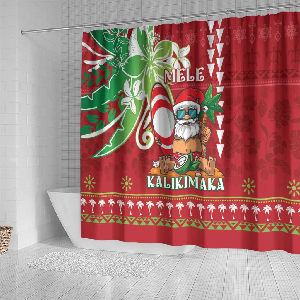 Hawaii Christmas Shower Curtain Funny Santa Claus Surf Mele Kalikimaka