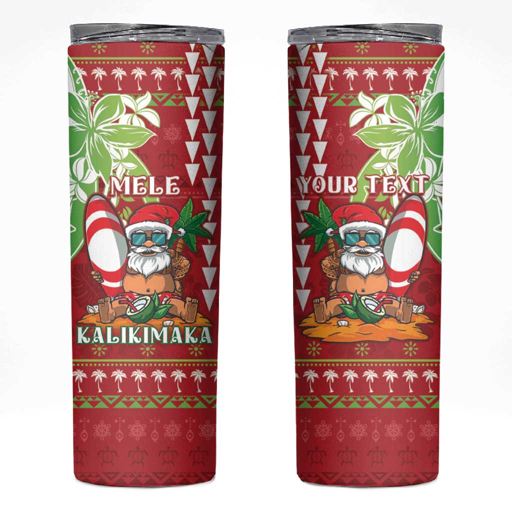 Personalised Hawaii Christmas Skinny Tumbler Funny Santa Claus Surf Mele Kalikimaka