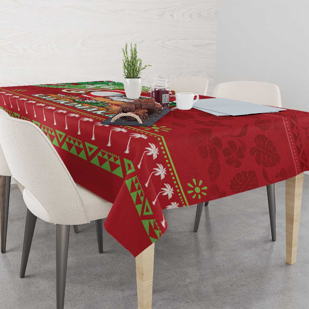 Hawaii Christmas Tablecloth Funny Santa Claus Surf Mele Kalikimaka LT05 - Polynesian Pride