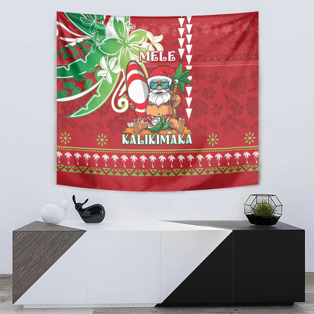 Hawaii Christmas Tapestry Funny Santa Claus Surf Mele Kalikimaka LT05 - Polynesian Pride