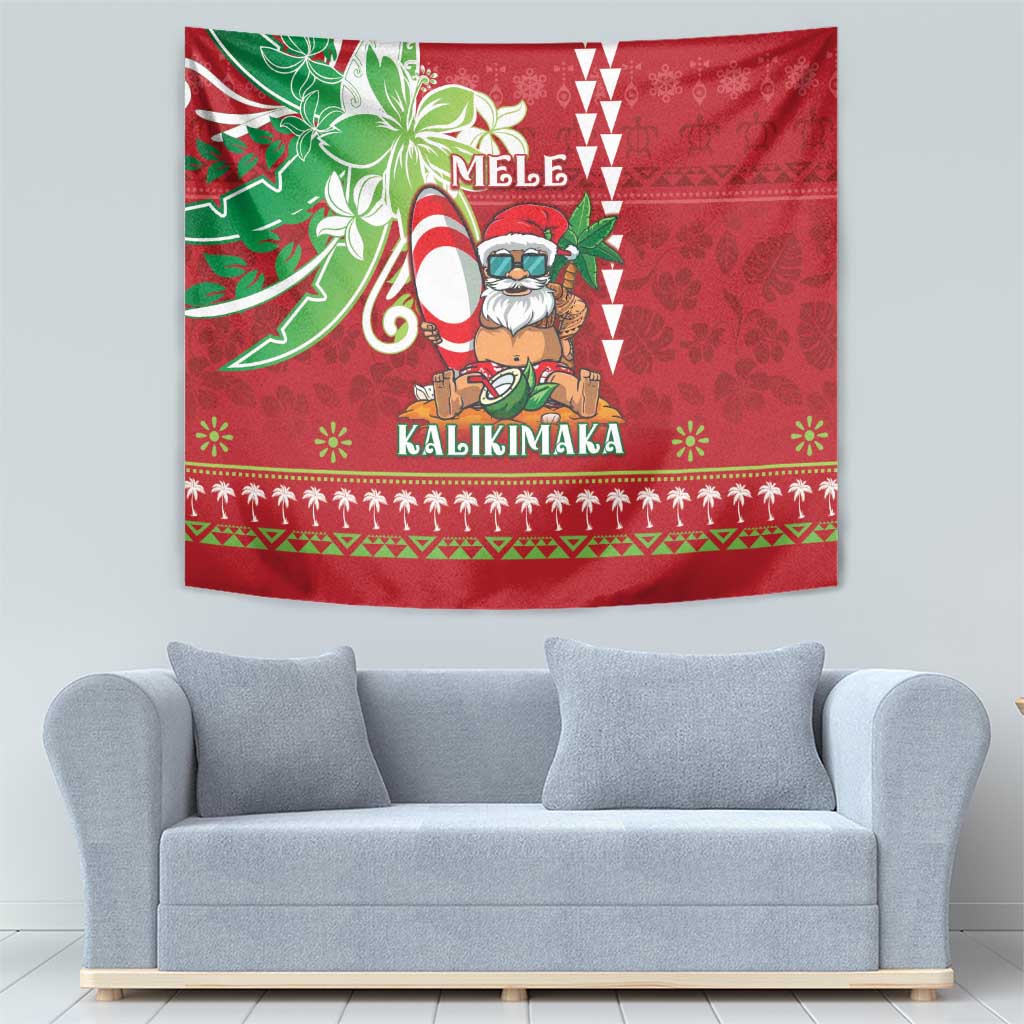 Hawaii Christmas Tapestry Funny Santa Claus Surf Mele Kalikimaka LT05 - Polynesian Pride