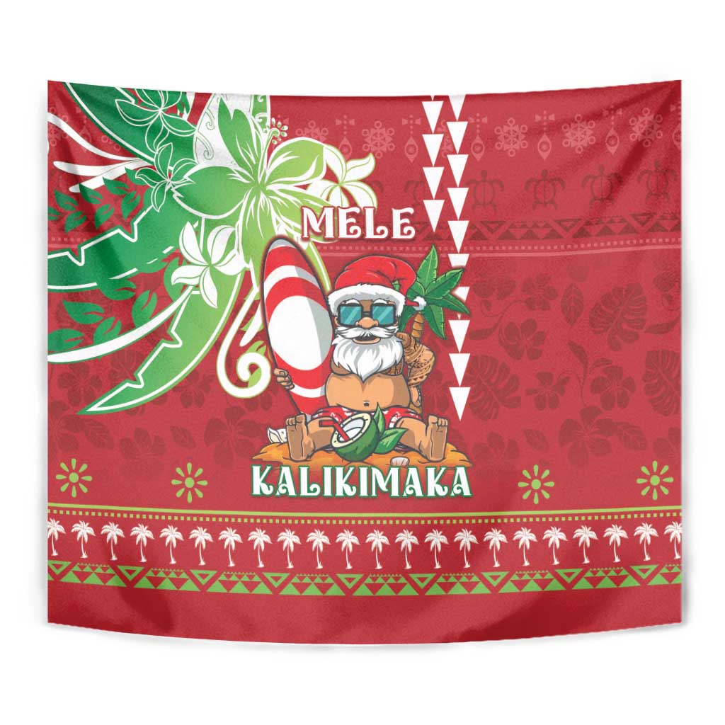 Hawaii Christmas Tapestry Funny Santa Claus Surf Mele Kalikimaka LT05 - Polynesian Pride