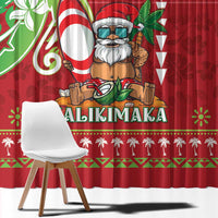 Hawaii Christmas Window Curtain Funny Santa Claus Surf Mele Kalikimaka LT05 - Polynesian Pride