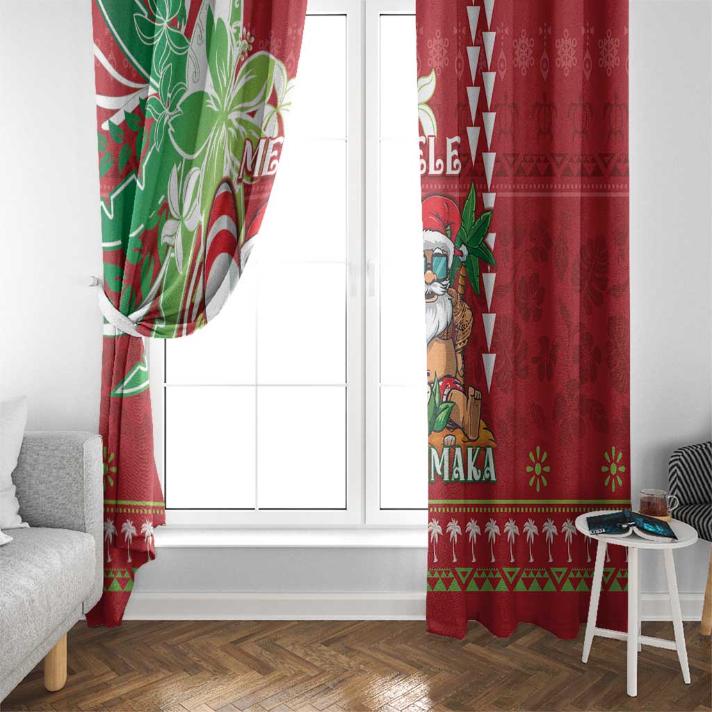 Hawaii Christmas Window Curtain Funny Santa Claus Surf Mele Kalikimaka LT05 - Polynesian Pride