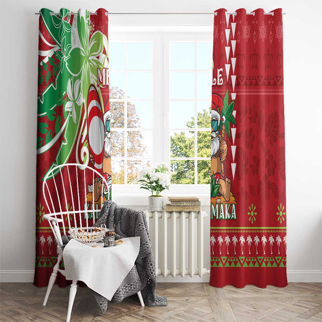 Hawaii Christmas Window Curtain Funny Santa Claus Surf Mele Kalikimaka LT05 - Polynesian Pride