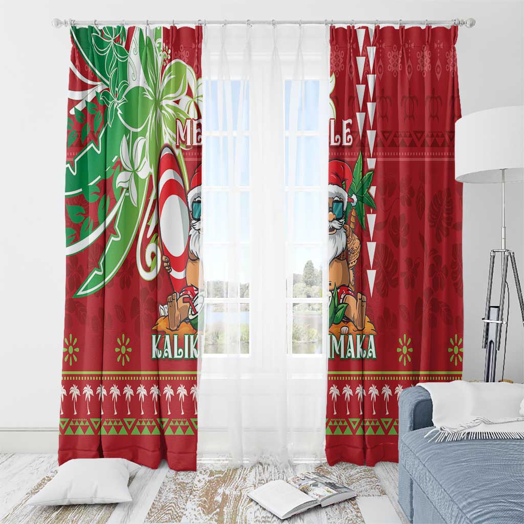 Hawaii Christmas Window Curtain Funny Santa Claus Surf Mele Kalikimaka LT05 - Polynesian Pride