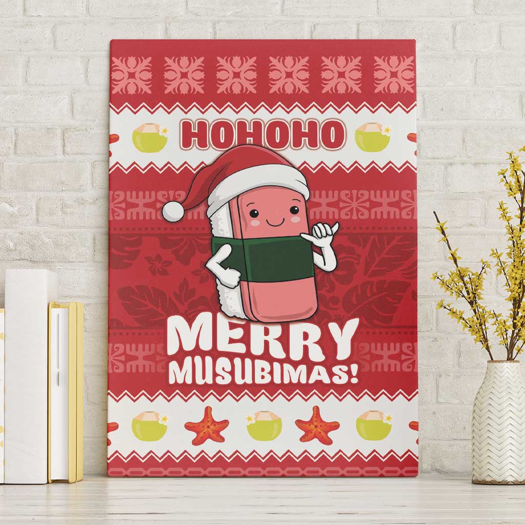 Hawaii Funny Christmas Canvas Wall Art Spam Musubi Santa